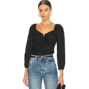 Veronica Beard SZ 6 Zhou Long Sleeve Ruched Blouson Top Black 31194 $348